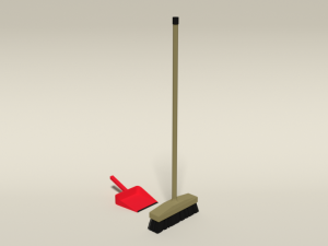 low poly cartoon broom and dustpan Modello 3D