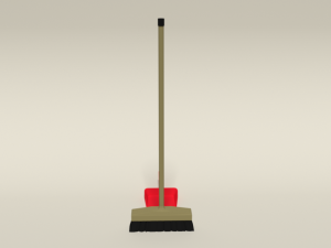 low poly cartoon broom and dustpan Modello 3D