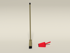 low poly cartoon broom and dustpan Modello 3D