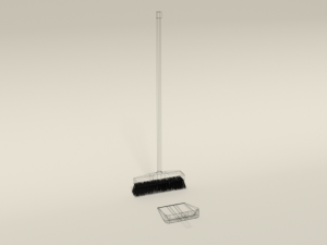 low poly cartoon broom and dustpan Modello 3D