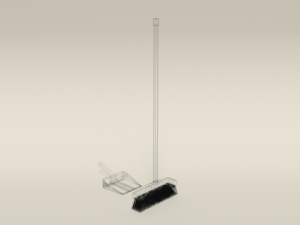 low poly cartoon broom and dustpan Modello 3D