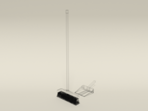 low poly cartoon broom and dustpan Modello 3D