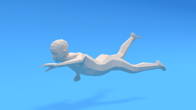 low poly swimming kid 3D 모델 .c4d .max .obj .3ds .fbx .stl .blend 
