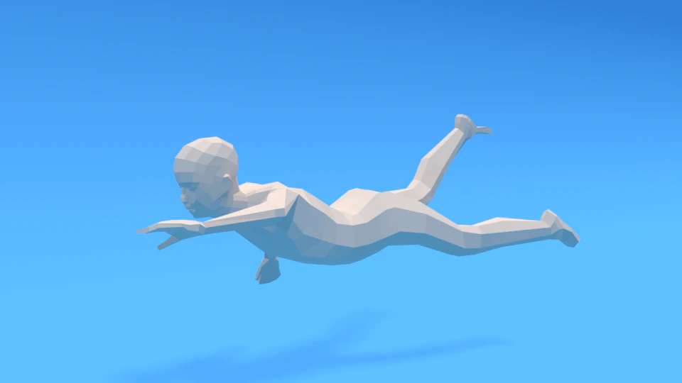 low poly swimming kid 3D Model .c4d .max .obj .3ds .fbx .stl .blend 
