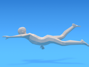 low poly swimming kid 3D 모델