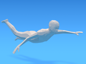 low poly swimming kid 3D 모델