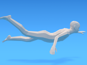 low poly swimming kid 3D 모델