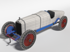low poly cartoon duesenberg 3 litre gp racing car 1921 3D Model