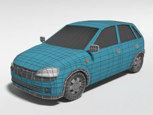low poly cartoon opel corsa c car 3D Model