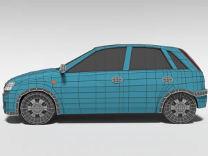 low poly cartoon opel corsa c car 3D Model