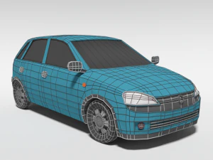 low poly cartoon opel corsa c car 3D Model