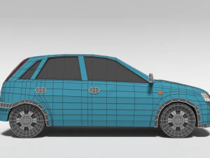 low poly cartoon opel corsa c car 3D Model