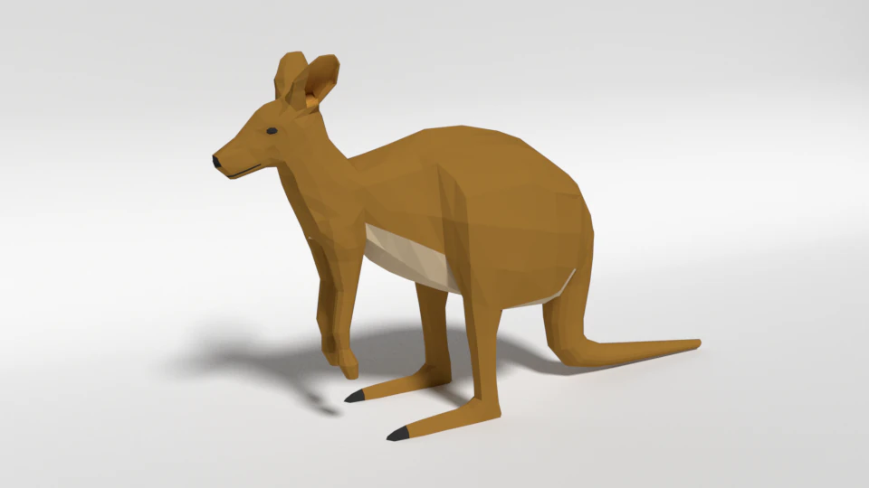 low poly cartoon kangaroo 3D Model .c4d .max .obj .3ds .fbx .stl .blend