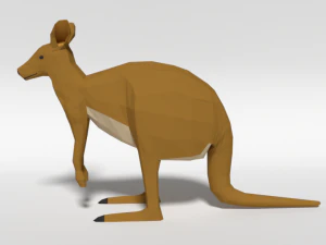 low poly cartoon kangaroo 3D Model