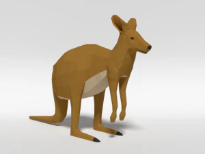 low poly cartoon kangaroo 3D Model