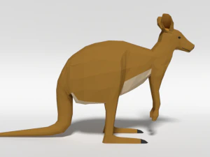 low poly cartoon kangaroo 3D Model