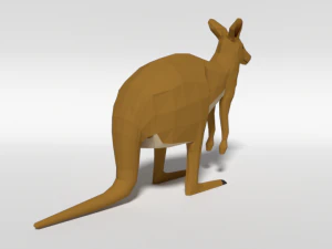 low poly cartoon kangaroo 3D Model