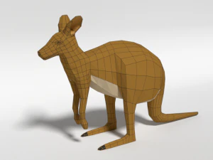 low poly cartoon kangaroo 3D Model