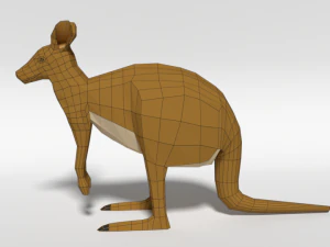 low poly cartoon kangaroo 3D Model