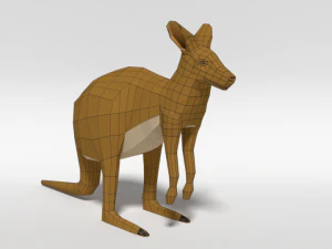 low poly cartoon kangaroo 3D Model