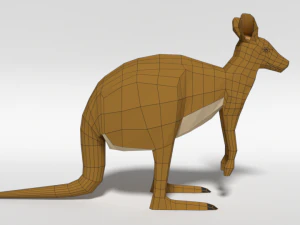 low poly cartoon kangaroo 3D Model