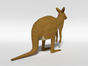 low poly cartoon kangaroo 3D Model