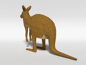 low poly cartoon kangaroo 3D Model