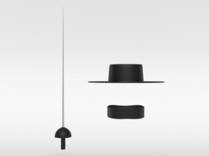 cartoon zorro hat mask and sword 3D Модель