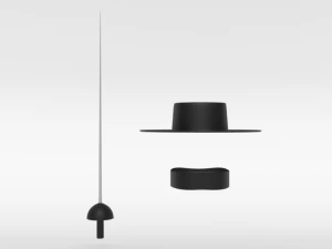 cartoon zorro hat mask and sword 3D Model