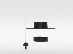 cartoon zorro hat mask and sword 3D Модель