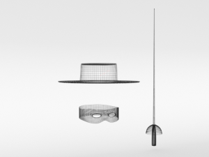 cartoon zorro hat mask and sword 3D Модель