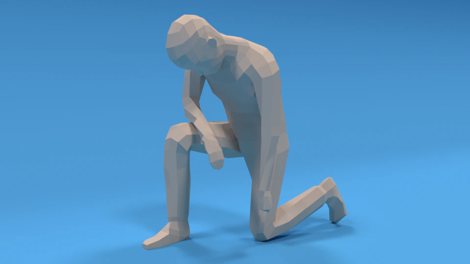 low poly kid kneeling 3D Model .c4d .max .obj .3ds .fbx .stl .blend