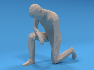 low poly kid kneeling 3D Model