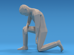 low poly kid kneeling Modelo 3D