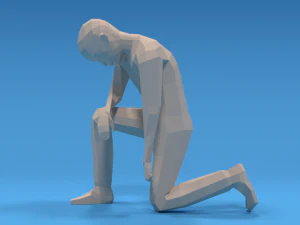 low poly kid kneeling 3D Model