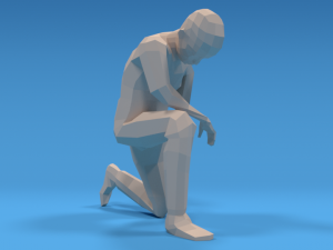 low poly kid kneeling Modelo 3D