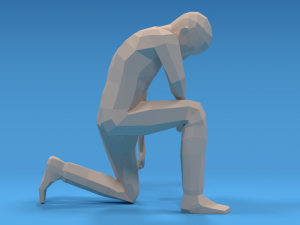 low poly kid kneeling Modelo 3D