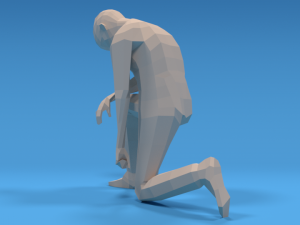 low poly kid kneeling Modelo 3D