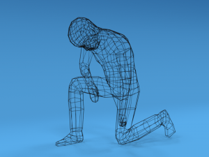 low poly kid kneeling Modelo 3D