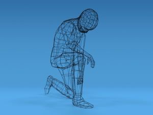 low poly kid kneeling Modelo 3D