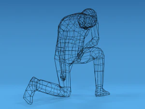 low poly kid kneeling 3D Model