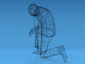 low poly kid kneeling Modelo 3D