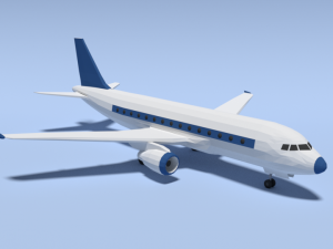 low poly cartoon airbus a320 airplane 3D Model