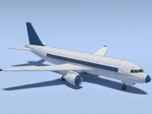 low poly cartoon airbus a320 airplane 3D Model