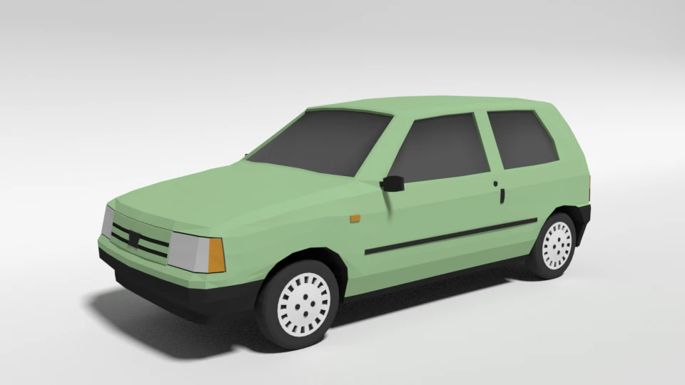 low poly cartoon fiat uno 1983 car 3D Model .c4d .max .obj .3ds .fbx .stl .blend