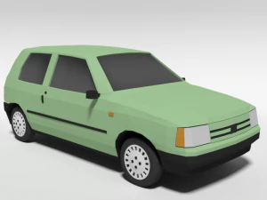 low poly cartoon fiat uno 1983 car 3D Model