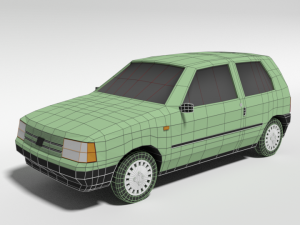 low poly cartoon fiat uno 1983 car Modelo 3D