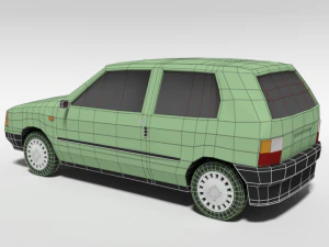 low poly cartoon fiat uno 1983 car 3D Model