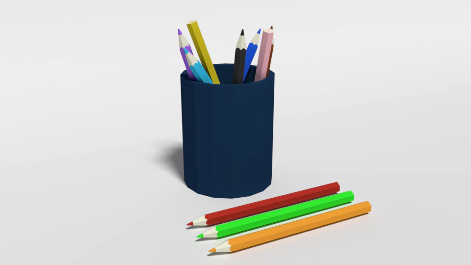 low poly cartoon colored pencils 3D Model .c4d .max .obj .3ds .fbx .stl .blend
