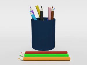 low poly cartoon colored pencils 3D Model